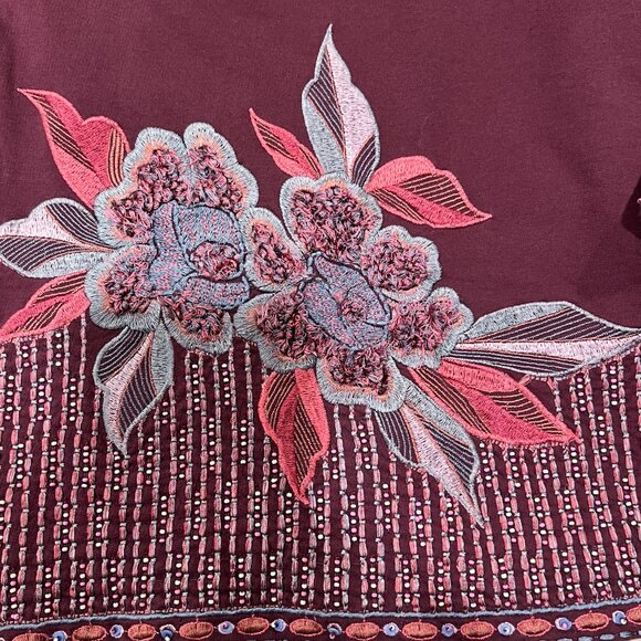 Soft Surroundings Playa Embroidered Open Front Boxy Cardigan, Purple, 2X - Picture 2 of 11